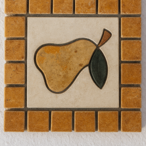 INSERTO IDROGETTO MARMO FRUTTA ASSORTITI 10X10 BORDO GIALLO