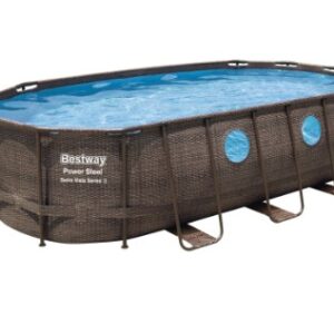 Bestway 56716 Piscina Fuori Terra Con Oblò Swim Vista Ovale 549x274x122 Cm