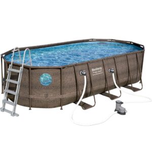 Bestway 56716 Piscina Fuori Terra Con Oblò Swim Vista Ovale 549x274x122 Cm