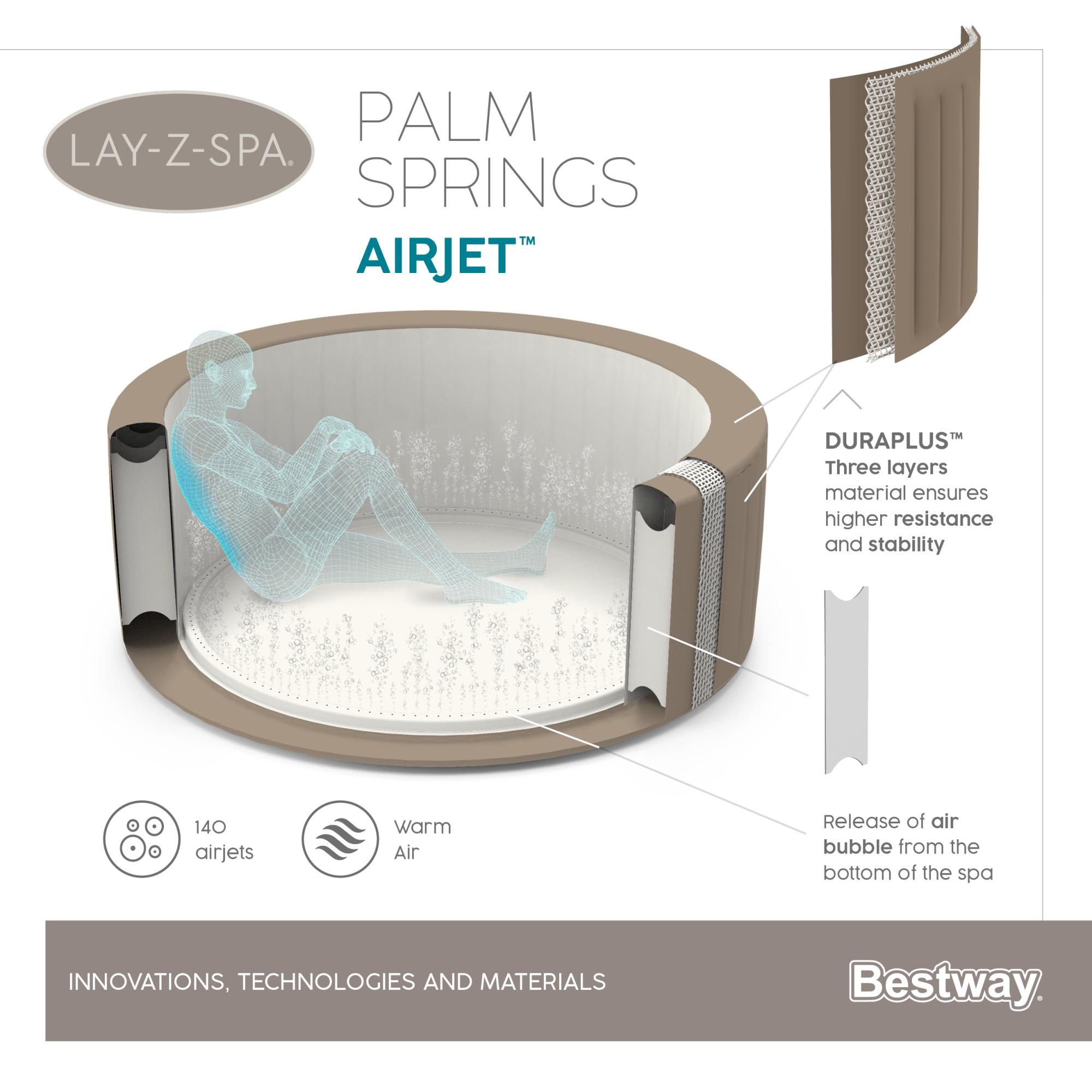 IDROMASSAGGIO BESTWAY GONFIABILE RISCALDABILE AIRJET 196X71 CM - immagine 13
