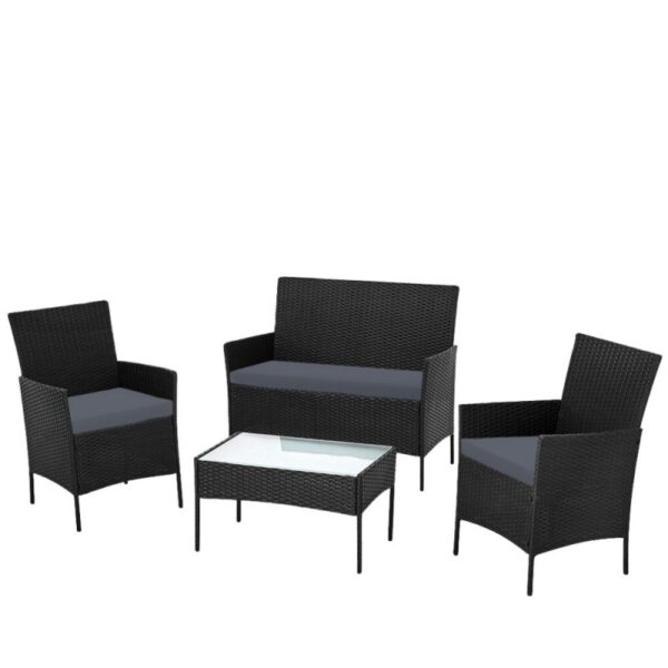 salotto da giardino wrs008 in rattan nero 1