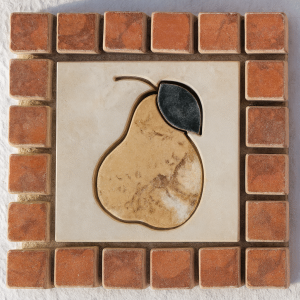 INSERTO IDROGETTO MARMO FRUTTA ASSORTITA 10X10 BORDO ROSSO