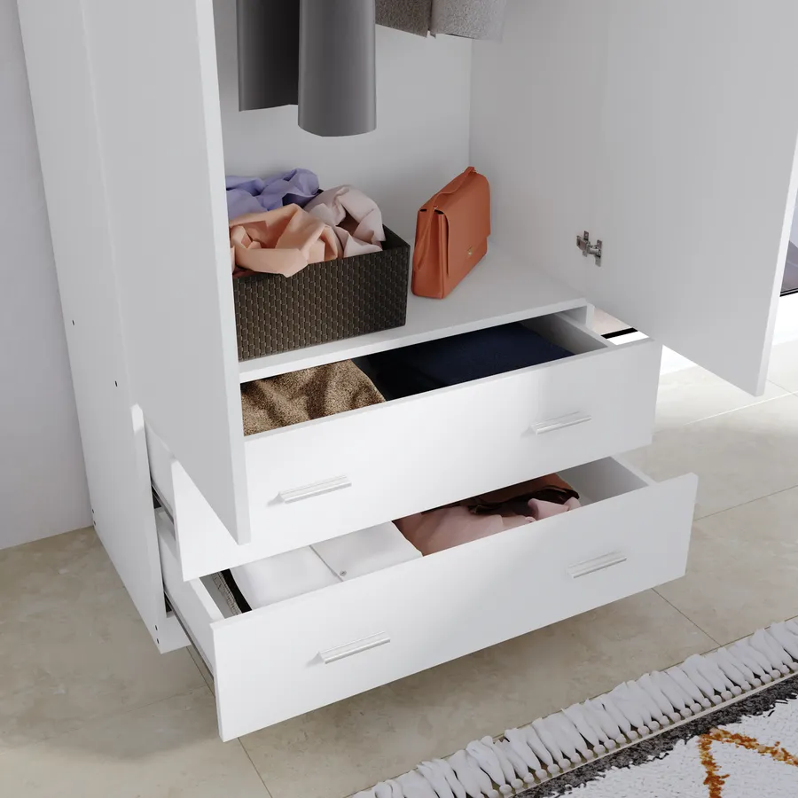 ARMADIO 2 ANTE + 2 CASSETTI 80X52X190H BIANCO ALPE MK-SPACE-80-BA - immagine 4