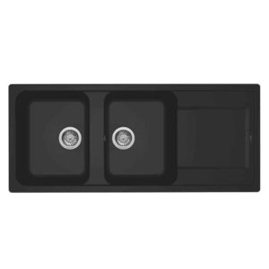 Elleci Life 500 Lavello Incasso 2 vasche 116×50 Granitek Nero LG250040