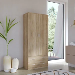 ARMADIO 2 ANTE + 2 CASSETTI 80X52X190H  ROVERE NORDICO MK-SPACE-80-RN