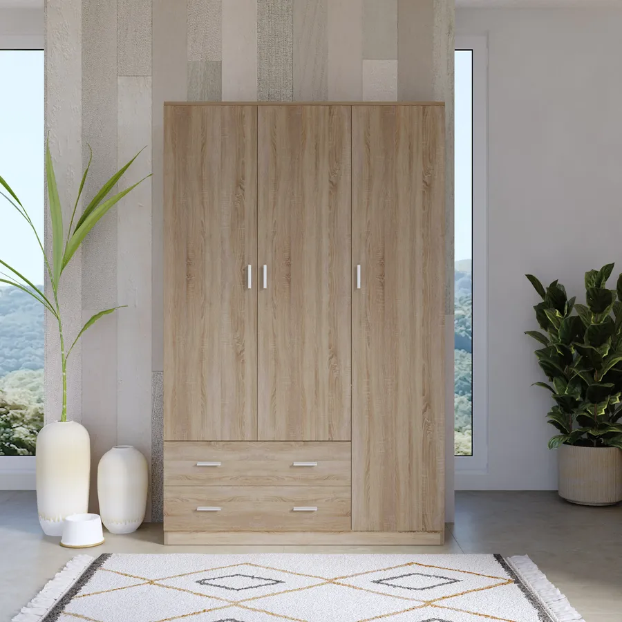 ARMADIO 3 ANTE + 2 CASSETTI 120X52X190H ROVERE N. MK-SPACE120-RN - immagine 2