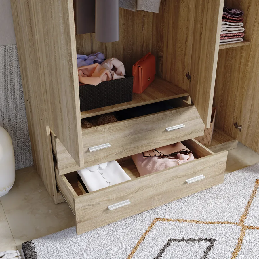 ARMADIO 3 ANTE + 2 CASSETTI 120X52X190H ROVERE N. MK-SPACE120-RN - immagine 4