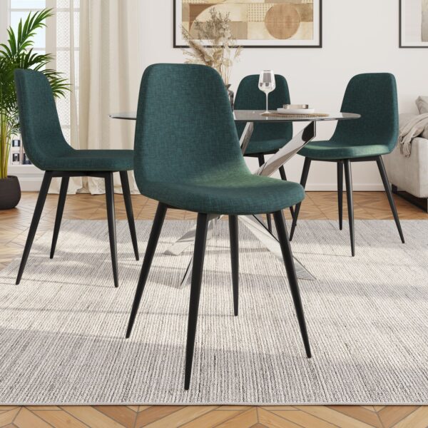 SEDIA JADE IN TESSUTO VERDE SCURO E GAMBE IN METALLO NERO - immagine 2