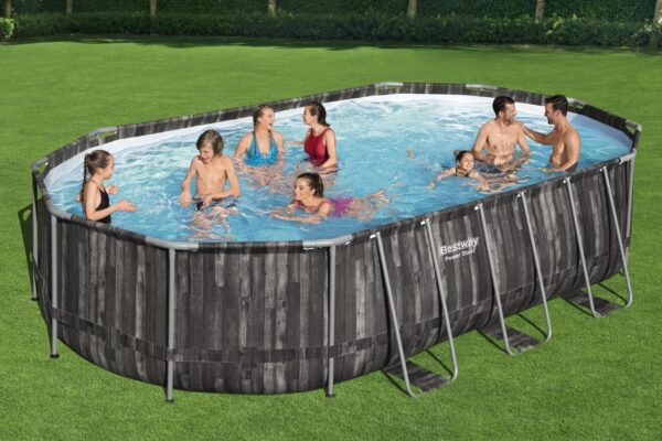 BESTWAY PISCINA OVALE FUORI TERRA EFFETTO LEGNO 610X366X122CM 5611R