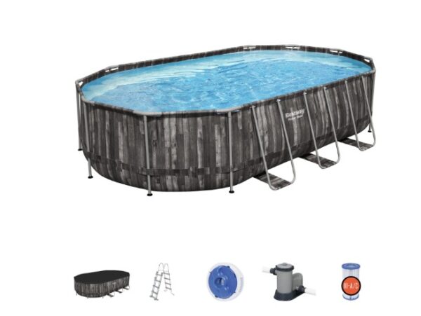 BESTWAY PISCINA OVALE FUORI TERRA EFFETTO LEGNO 610X366X122CM 5611R - immagine 3