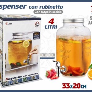 DISPENSER VETRO 4LT CON RUBINETTO ART.000015