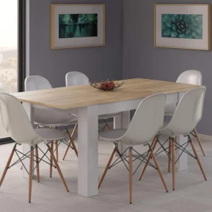 TAVOLO ALLUNGABILE  90x140/190x78 CANADIAN  BIANCO  LUCIDO