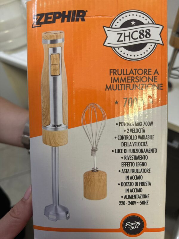 ZEPHIR ZHC88 FRULLATORE AD IMMERSIONE 700W EFFETTO LEGNO,LAME INOX