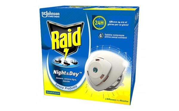 INSETTICIDA ZANZARE RAID NIGHT&DAY BASE + RICARICA 10DAY/24H 97559-1