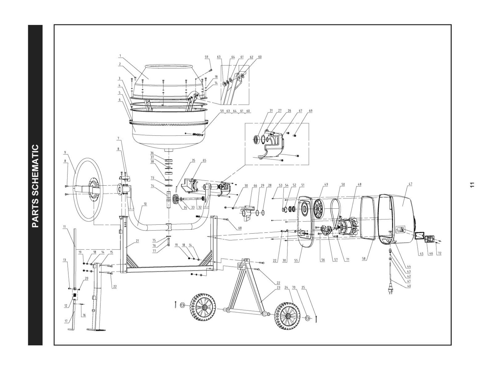 VIGOR BETONIERE MOD. 180 WATT 800 COD.59720-07 - immagine 2