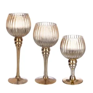 BIZZOTTO SET 3 PORTA CANDELA 1P WHITNEY CALICE MARRONE 0939033