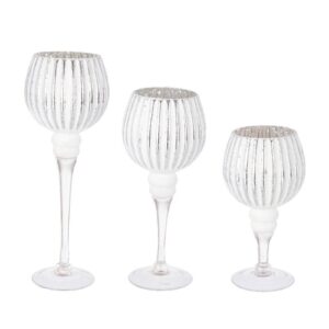 BIZZOTTO SET 3 PORTA CANDELA 1P SHEILA CALICE ARGENTO 0939030