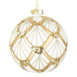 BIZZOTTO SFERA NATALE VETRO LUX ORO BIANCO-CHAMPAGNE