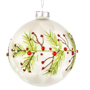 BIZZOTTO SFERA NATALE VETRO BRANCH BIANCO