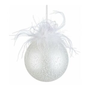 BIZZOTTO PENDAGLIO NATALE VETRO PLUMETTE BIANCO D80 ART.0927434