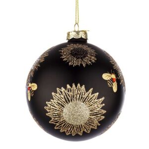 BIZZOTTO SFERA NATALE VETRO HONEYBEE NERO PIENO