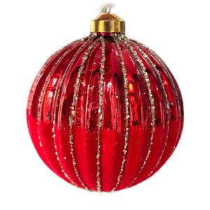 BIZZOTTO SFERA NATALE VETRO SEGMENT ROSSO D100 ART.0937371