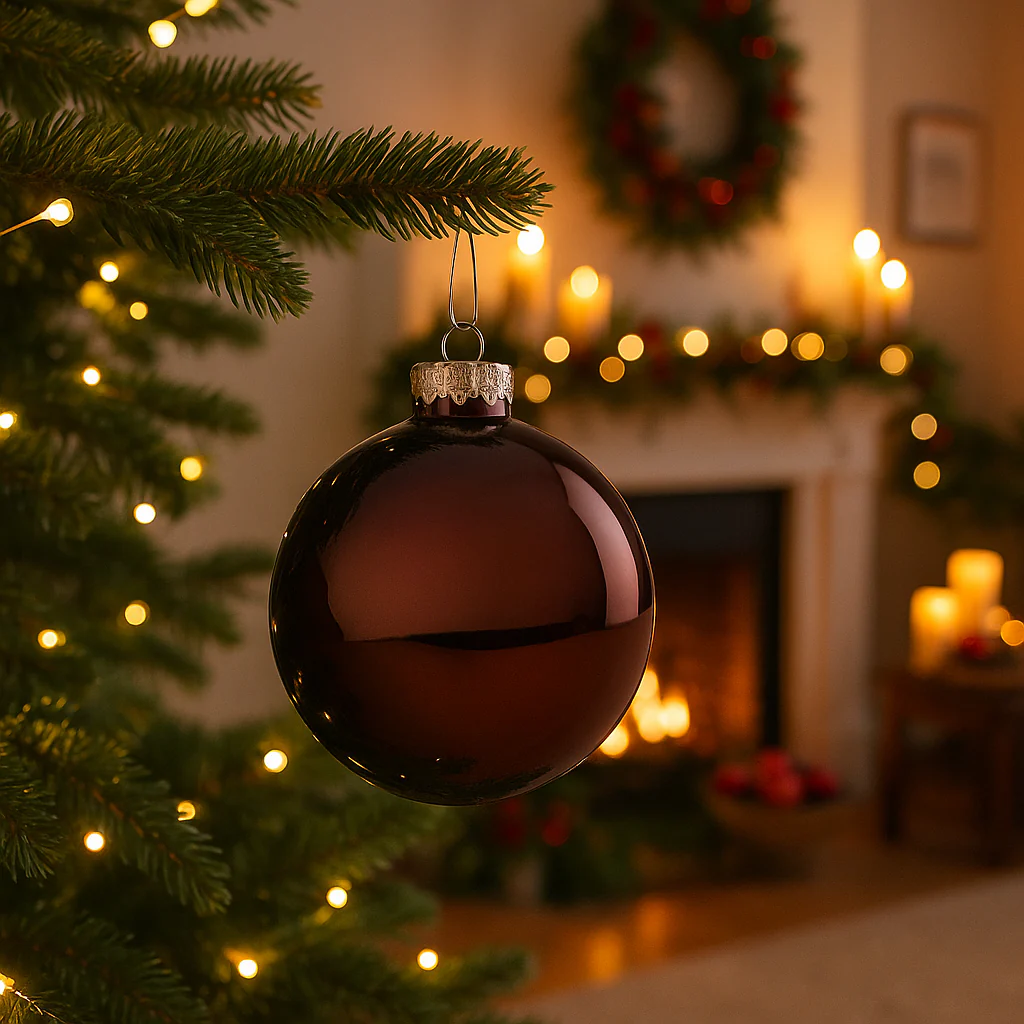 BIZZOTTO  SFERA NATALE VETRO MARRONE TRONCO LUCIDO S4625 - immagine 2