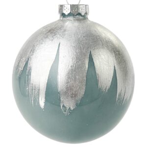 BIZZOTTO SFERA NATALE VETRO PAINT PETROLIO-ARGENTO