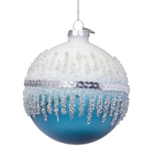 BIZZOTTO SFERA NATALE VETRO SHOW BIANCO-AZZURRO