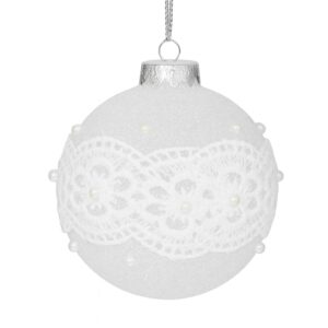 BIZZOTTO SFERA NATALE VETRO LACE D80 BIANCO 0930509