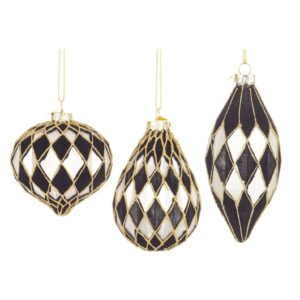 BIZZOTTO PENDAGLIO NATALE VETRO MONOCHROME ROMBI ASS3 ART.0937442