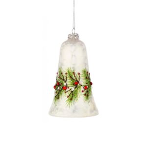 BIZZOTTO PENDAGLIO NATALE VETRO BRANCH BIANCO CAMPANA S ART.0937585
