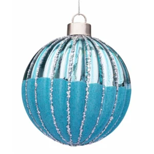 BIZZOTTO SFERA NATALE VETRO SEGMENT AZZURRO D100 ART.0937377