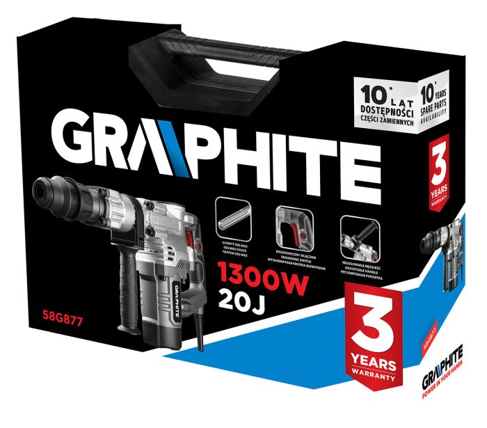 GRAPHITE MARTELLO DEMOLITORE SDSMAX 1300W ENERGY 58G877 - immagine 2