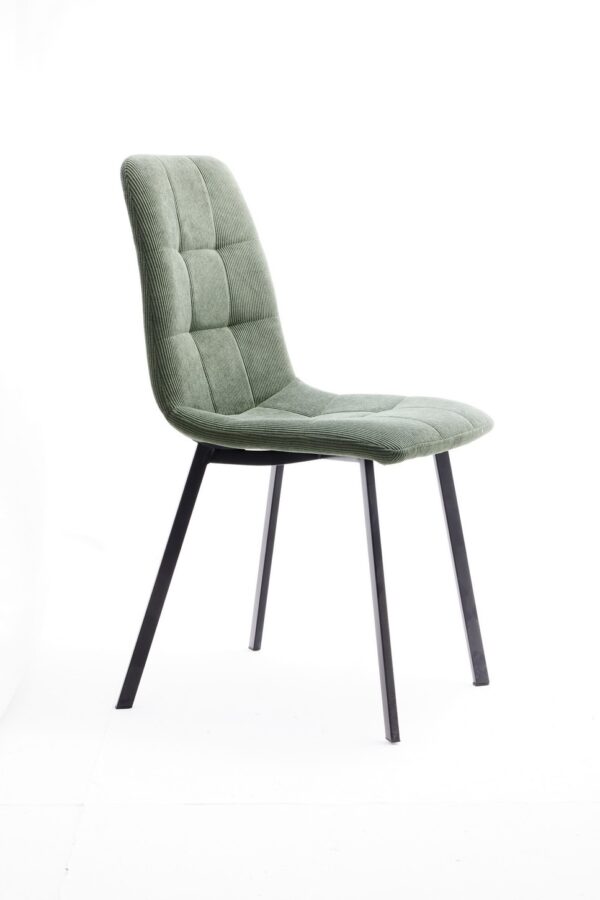 SEDIA JADE VERDE  IN TESSUTO CON GAMBE METALLO NERO - immagine 2