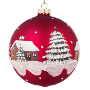 BIZZOTTO SFERA NATALE VETRO VILLAGE ROSSO