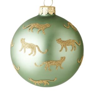 BIZZOTTO SFERA NATALE VETRO VERDE GLITTER DORATO D80 0930723