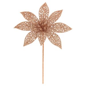 BIZZOTTO PICK POINSETTIA TRAFORATA ORO ROSA H15CM NATALE 0925559