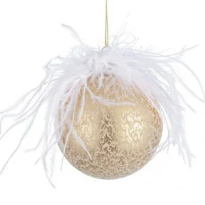 BIZZOTTO PENDAGLIO NATALE VETRO PLUMETTE ORO D80 ART.0927430