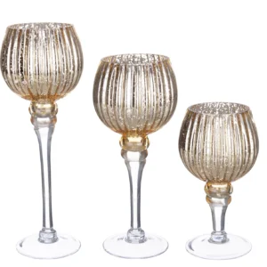 BIZZOTTO SET 3 PORTA CANDELA 1P SHEILA CALICE ORO 0939031