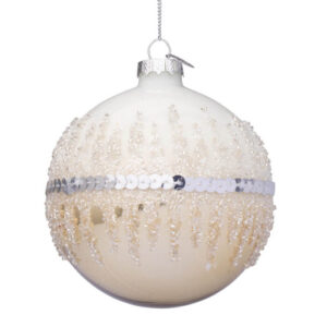 BIZZOTTO SFERA NATALE VETRO SHOW BIANCO-CHAMPAGNE