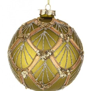 BIZZOTTO SFERA NATALE VETRO LUX VERDE-CHAMPAGNE