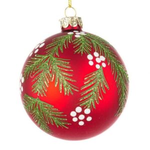 BIZZOTTO SFERA NATALE VETRO TREES ROSSO D100 ART.0937286