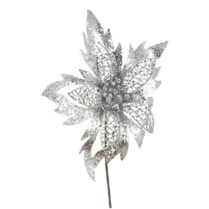 BIZZOTTO PICK POINSETTIA ALLISON ARGENTO H20CM NATALE ART. 0932917