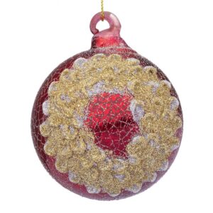 BIZZOTTO SFERA NATALE VETRO FLORID CORONA ROSSO D80 ART.0937492