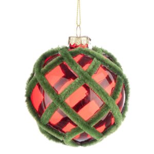 BIZZOTTO SFERA NATALIZIA IN VETRO TINSELLY ROSSO-VERDE Ø80MM 0978133