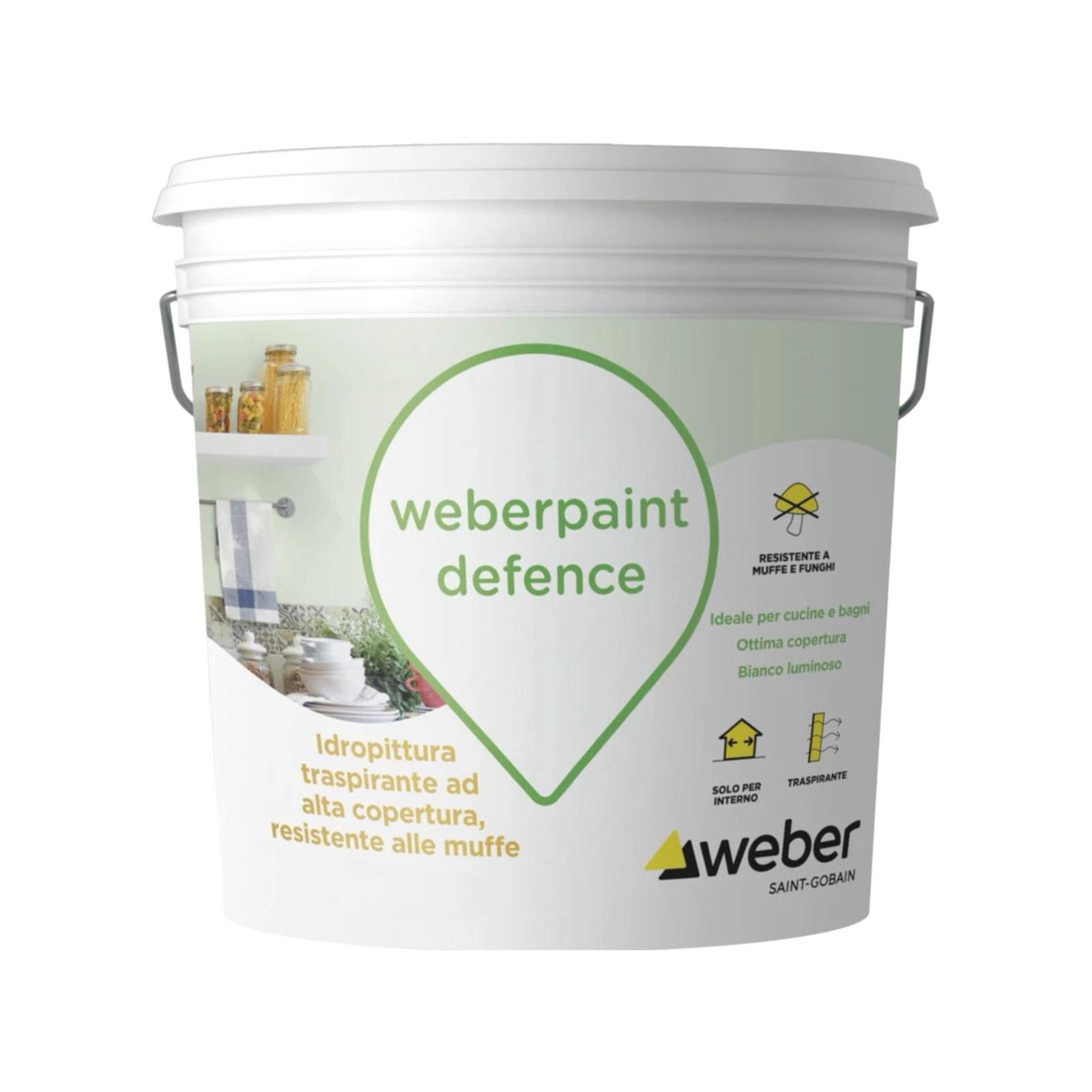 WEBERPAINT DEFENCE TRASPIRANTE ANTIMUFFA BIANCO O COLORATO 4LT 5200941895