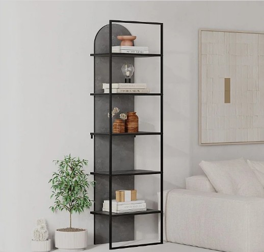 LIBRERIA ARCHY RETRO GREY 5 RIPIANI 53X31.7X180CM - immagine 4