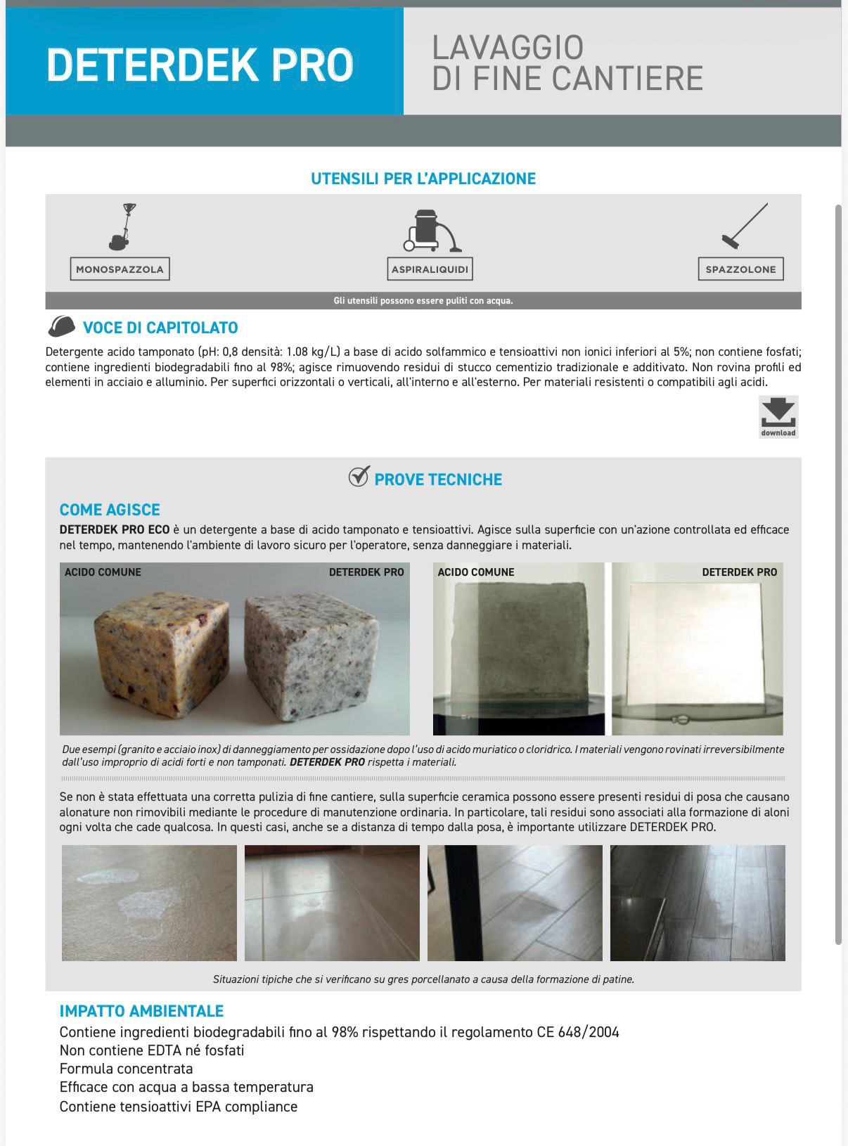 FILA DETERDEK PRO DETERGENTE DISINCROSTANTE ACIDO LT 1 COD. 60400012 - immagine 3