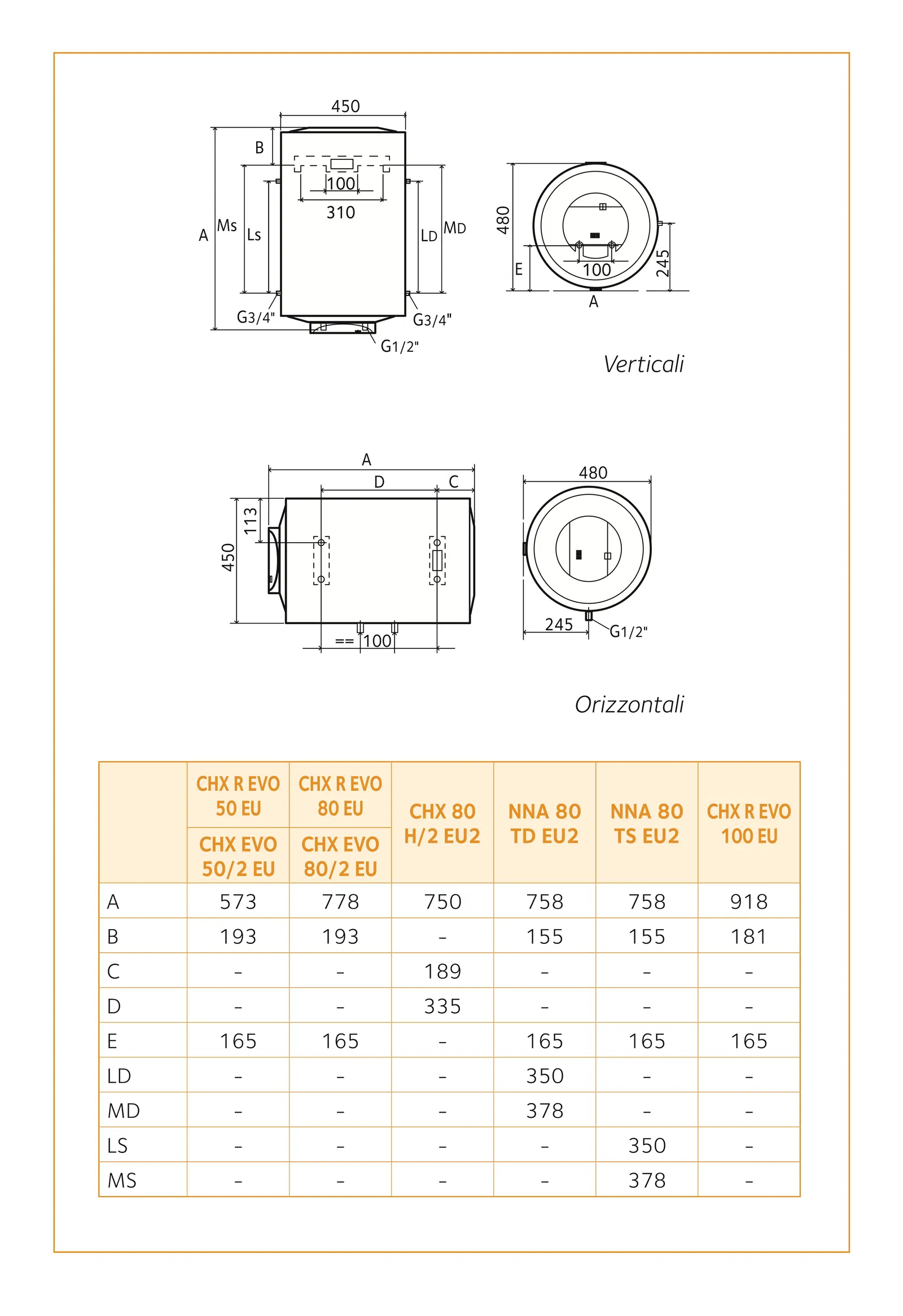 CHAFFOTEAUX SCALDACQUA 80LT 2 ANNI VERT. COD.3201153 CHX EVO 80/2 - immagine 2